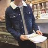 Men's Thick Warm Lambskin Denim Jacket - Large Size, Autumn/Winter Korean Style