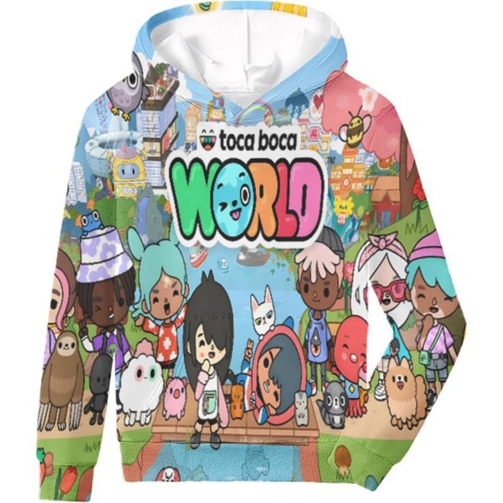 Toca Life World Hoody Kawaii 3D Printed High Quality Kids Cartoon Print Hoodie Moletom for Autumn/Winter Childrens Clothing