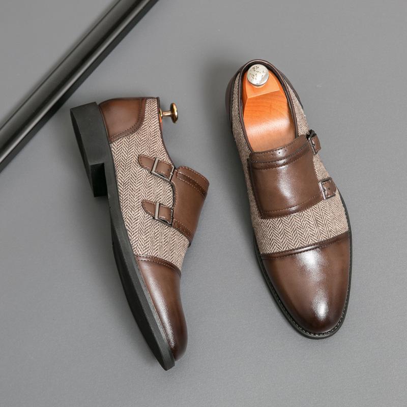 Кожаная обувь для внешней торговли мужская зимняя в стиле ретро британский стиль парикмахер одна педаль бизнес-кэжуал большой размер остроносые туфли-монки