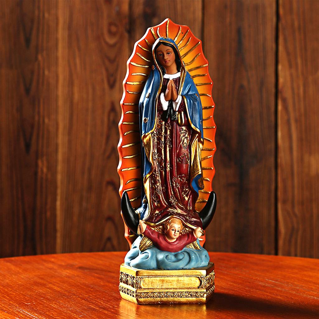 Resin Mexican Virgin Mary Statue Desktop Ornament European Our Lady Statue Handicrafts  Home Decor for Office