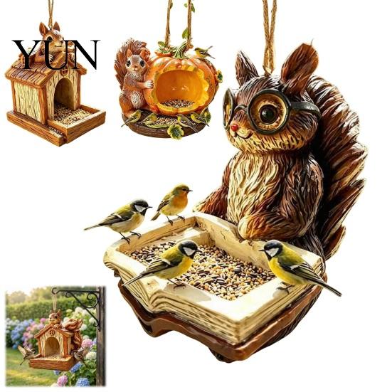 Durable Backyard Bird Feeder Resin Squirrel Feeder, Outdoor Hanging Large Capacity Garden Wild for Patio Decoration