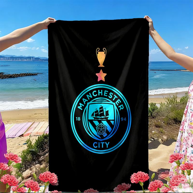 Manchester City FC Print Beach Towel, Versatile Lightweight Absorbent Beach Towel for Pool Surf Yoga Bathroom, Perfect Birthday Holiday Gift