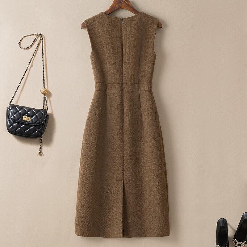 Элегантное женское миди-платье без рукавов из мериносовой шерсти SIBISHE