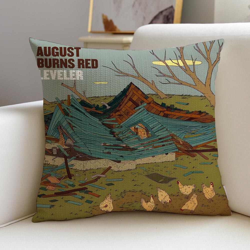 Metal AAugust Burns RedS Cushion Cover Breathable and skinfriendly linen pillowcase square removable and washable cushion