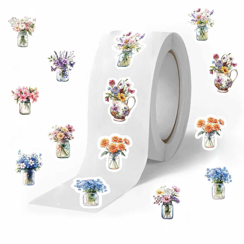 Cartoon Holiday Gift Sealing Stickers - 500 Self-Adhesive Journal Stickers per Roll