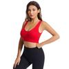 Women's Yoga Fitness Underwear High Elastic Chest Support Gathering Bra Solid U-back Anti-Expose Casual Workout Bralette