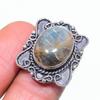 Натуральный Лабрадорит Драгоценный Камень Серебро 925 пробы Ювелирное Кольцо Размер 6 z5k07