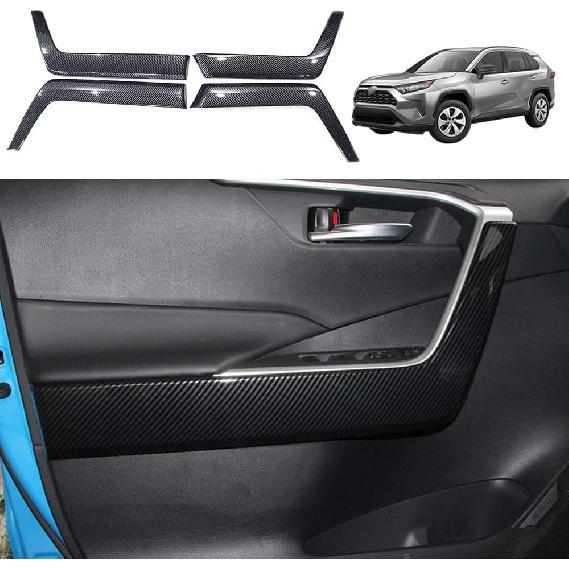 for Toyota RAV4 ABS Carbon Fiber Center Console Cup Holder Frame Trim Panel Cover Decoration for Toyota RAV4 2019 2020 2021 2022 Interior