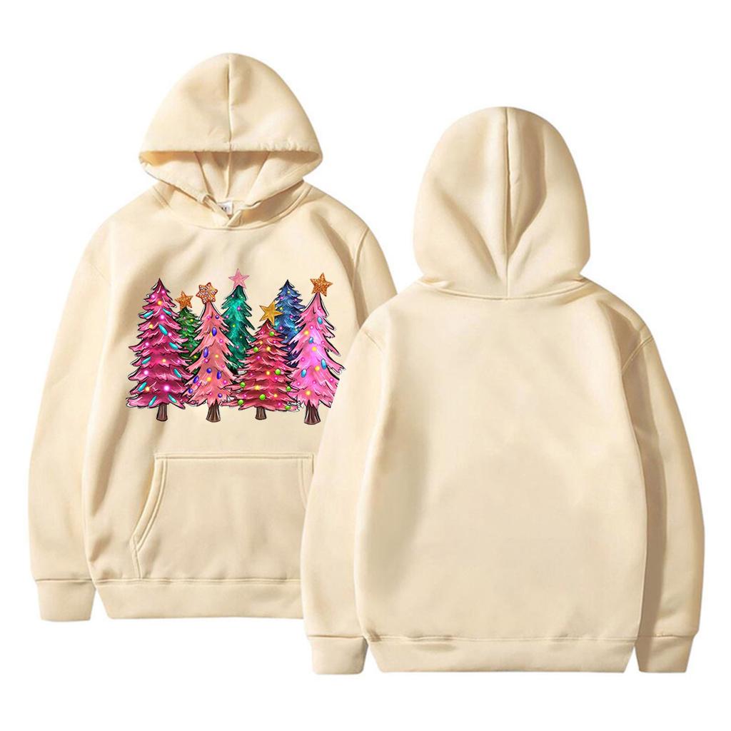 Женские толстовки с круглым вырезом, длинным рукавом, рождественским принтом, однотонная толстовка с капюшоном