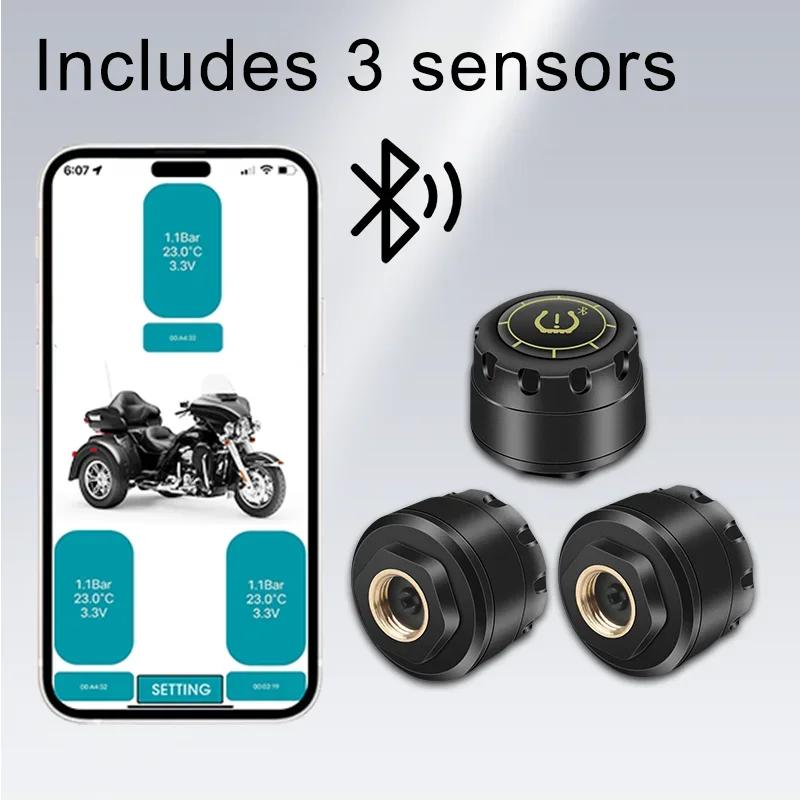 Motorcycle Car TPMS Tire Pressure Alarm Monitor Bluetooth 5.0 Apple IOS Android System Temperature Warning Sensors Tire Gauge