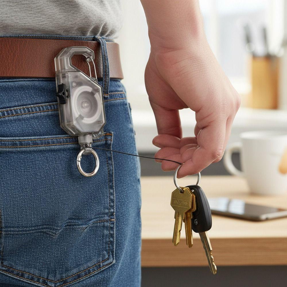 Multi-functional Plastic Elastic Keychain Hovering Type Retractable Retractable Buckle Rope Easy Pull Buckle Lanyard Outdoor