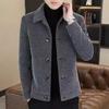 Men Woolen Coat Lapel Long Sleeve Single Breasted Coat Jacket Solid Color Button