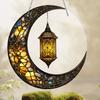 Crescent Moon Suncatcher 2D Stained Acrylic Sun Catcher Colorful Window Wall Hanging Ornament for Home Front Porch Garden Balcony