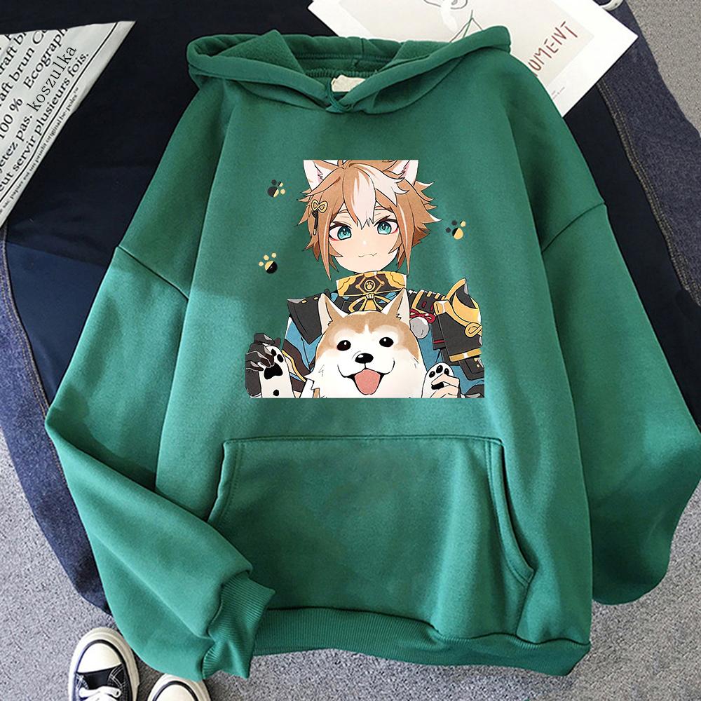 Gorou толстовка женская Harajuku графический Genshin Impact толстовки унисекс зимние мультфильм эстетические пуловеры кофты Genshin толстовка
