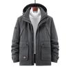 Мужские новые зимние многокарманные мужские хлопковые пальто свободные большие размеры съемная шапка мужские хлопковые пальто