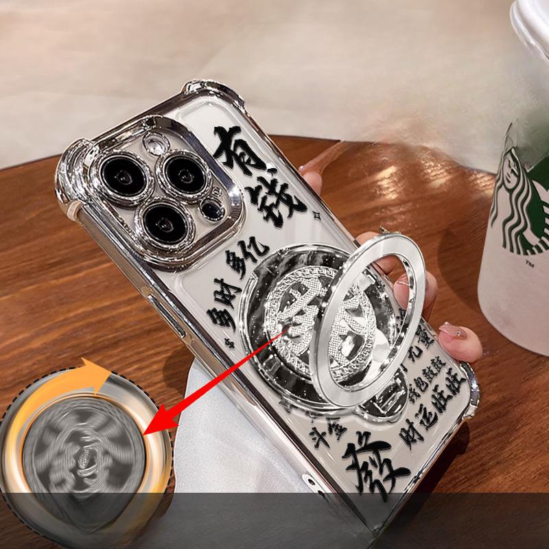 Вращающийся держатель для волос Подходит для чехла для мобильного телефона Apple 16promax 15 Гальванизированный Противоударный 14 Национальный стиль 13 Прозрачный 11 Силиконовый