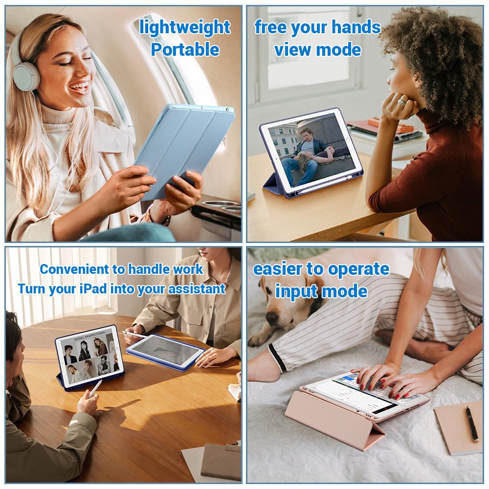 С чехлом-держателем для карандаша для iPad Pro 13 2024 12.9 2021 10.2 7/8/9/10th Чехол для iPad Air 11 2 4 5 Mini 5 6 Портативный чехол для iPad Pro 11 поколения