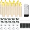 24PCS LED Flameless Taper Candles Flickering with Remote Timer, Battery Operated Waterproof Christmas Tree Candles, Warm White Window Candles Lights,