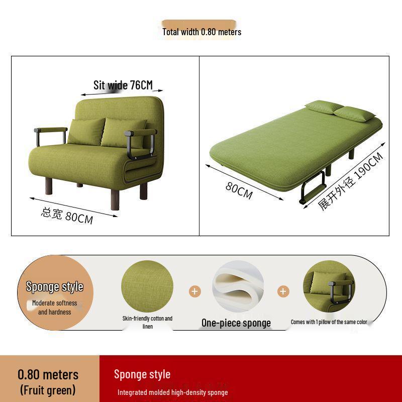 Compact Folding Sofa Bed for Small Apartments - Dual-Use Economy Single/Double Lazy Sofa