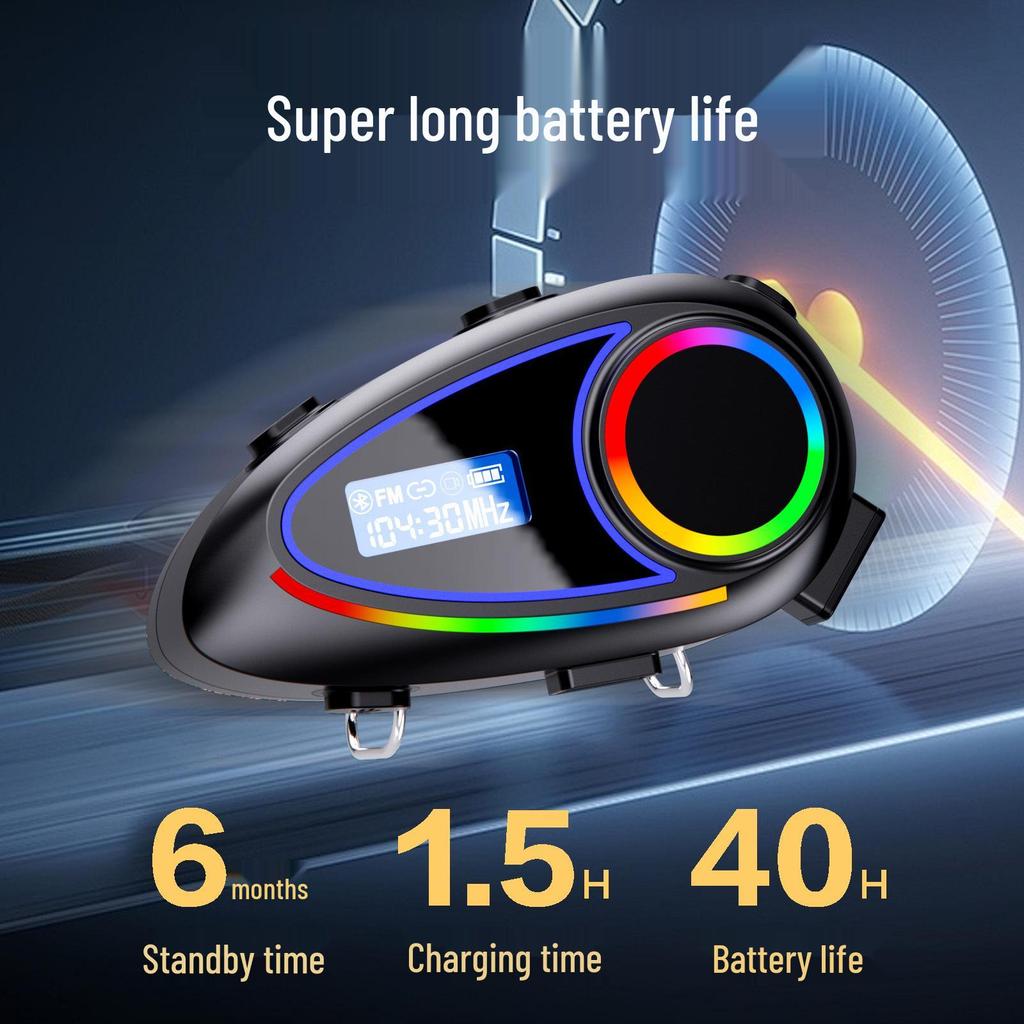 K18 Bluetooth гарнитура для мотоциклетного шлема с ЖК-экраном, FM-радио, настройками эквалайзера и индикатором заряда.