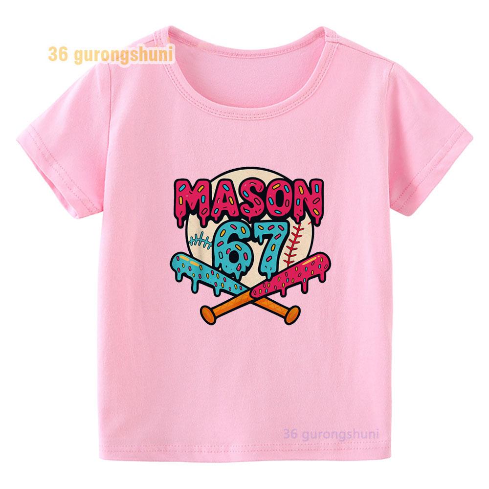 Kid pink Tshirt For girl 67 t shirts Clothes children clothing summer Tshirt 6 7 print Graphic top Tee Kawaii Baby Short Sleeve