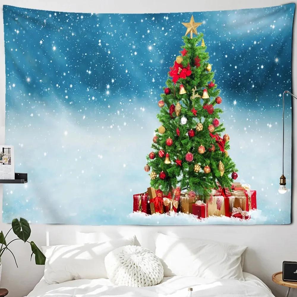 Christmas Tree Snow Scenery Tapestry Bedroom Living Room Home Christmas Wall Decoration