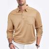 New Hot-selling Fashion Trend Men's Casual Loose Button Placket Solid Color Long Sleeve Mesh Fabric Polo Shirt with Collar