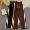 Spring and Autumn Women's New High Street Stripe Straight Leg Sports Pants Korean Loose Casual Versatile Wide Leg Pants