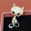Opal Stone Fox Brooches Womens  Cute Animal Pin Brooch Jewelry