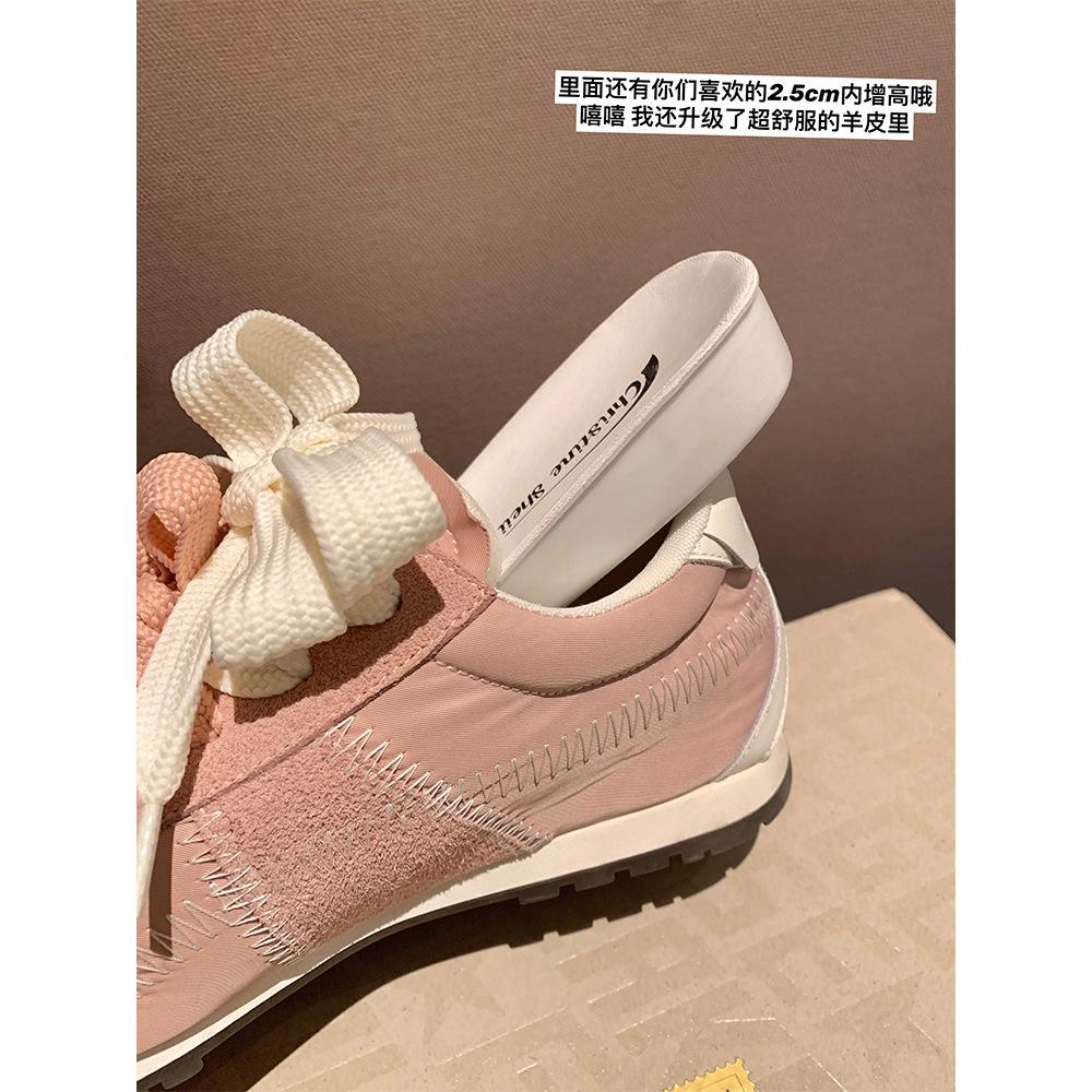 Версия из коровьей кожи~ Шнурки мандаринки, низкие, повседневные, со скрытой платформой, спортивная обувь, женские балетки