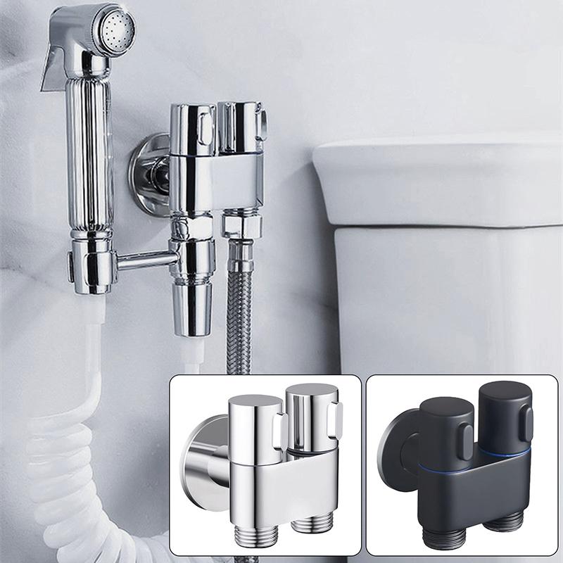 G1/2 Three-way Filling Angle Valve Wall Mount One Into Two Out Water Controller Toilet Bidet Cleaning Sprayer Accessories