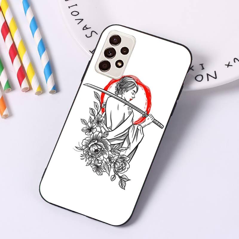 Чехол для телефона Samurai Gril Women для Samsung A91 A81 A73 A72 A71 A30S A20 A12 A13 A52 A53 4G 5G, мягкий черный чехол для телефона