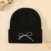 Outdoor Cycling Warm Cold Hat Bow Knitted Hat Trendy Versatile Autumn And Winter Cold Wool Hat Women