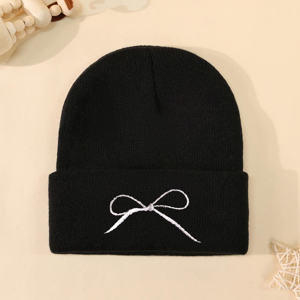 Outdoor Cycling Warm Cold Hat Bow Knitted Hat Trendy Versatile Autumn And Winter Cold Wool Hat Women