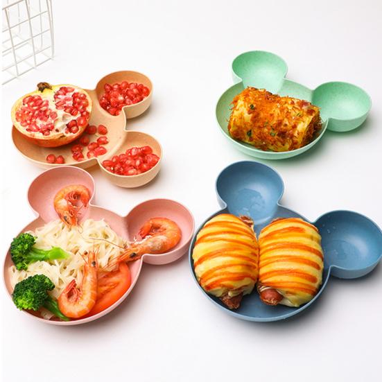 Прочная компактная милая тарелка с 3 отделениями для закусок из сухофруктов для детей, сервировочная тарелка