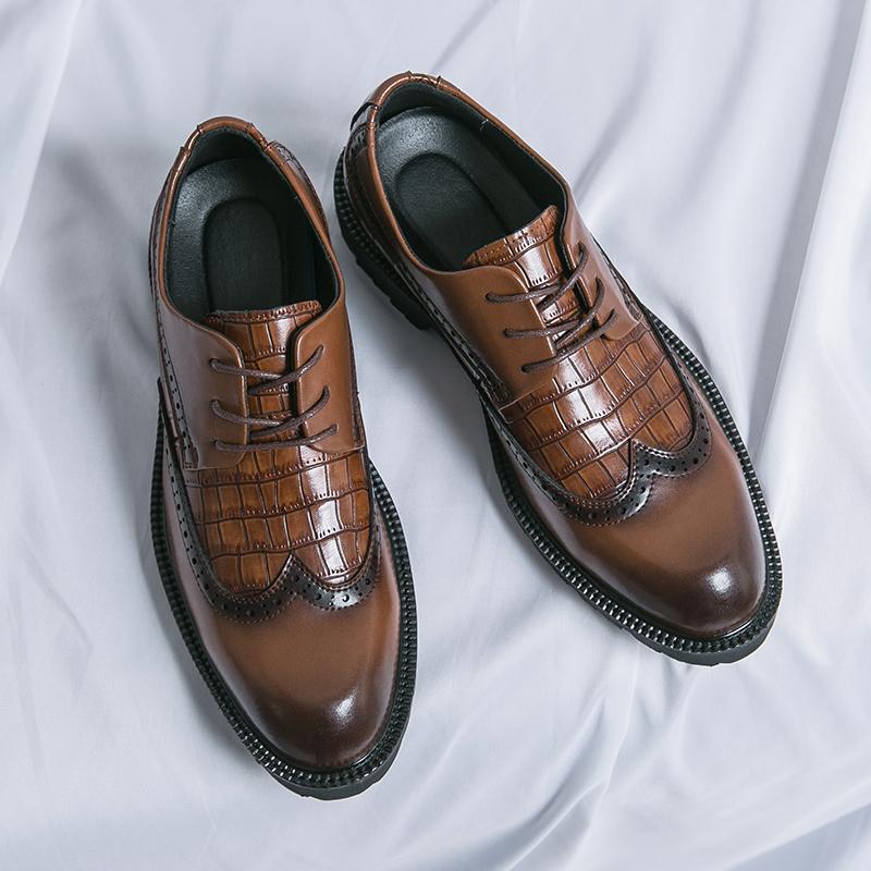 Классические фирменные мужские туфли-броги на шнуровке с массажной подошвой, мужские туфли-оксфорды, универсальные кожаные деловые туфли, бесплатная доставка