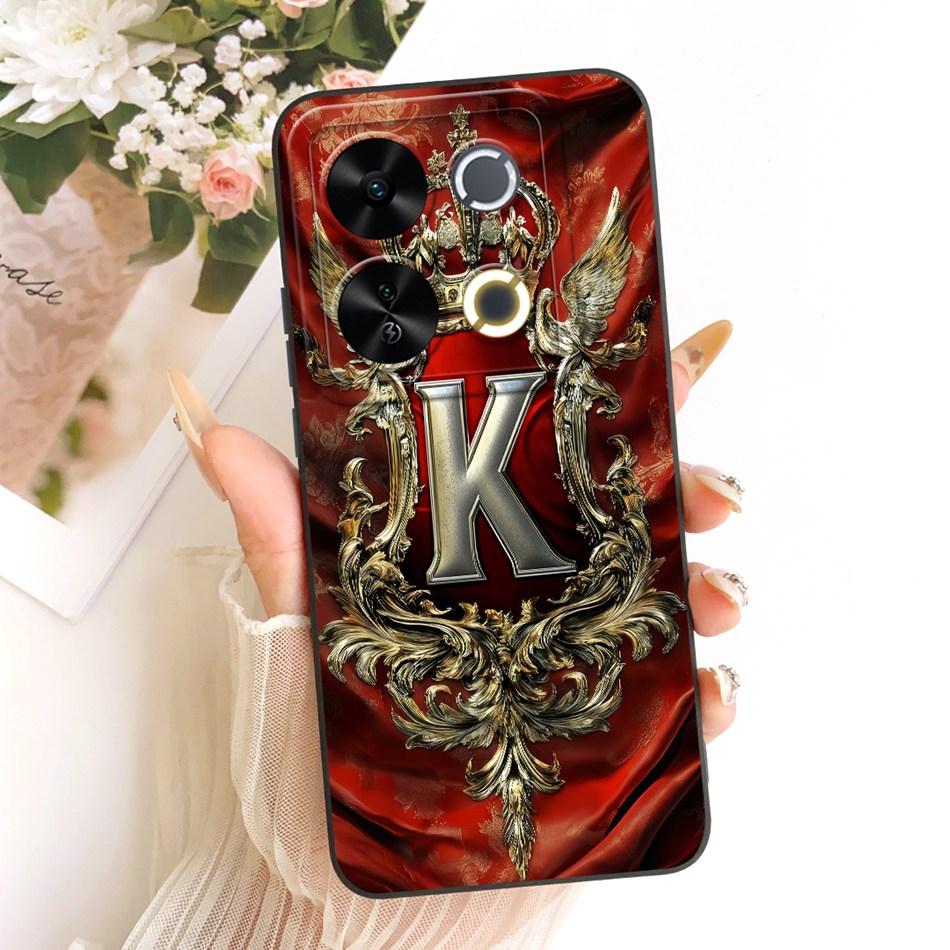 For ITEL P65 Feather Crown Initial Letter Phone Case For Itel P671L ItelP65 Shockproof Soft Silicone Covers Bumpers