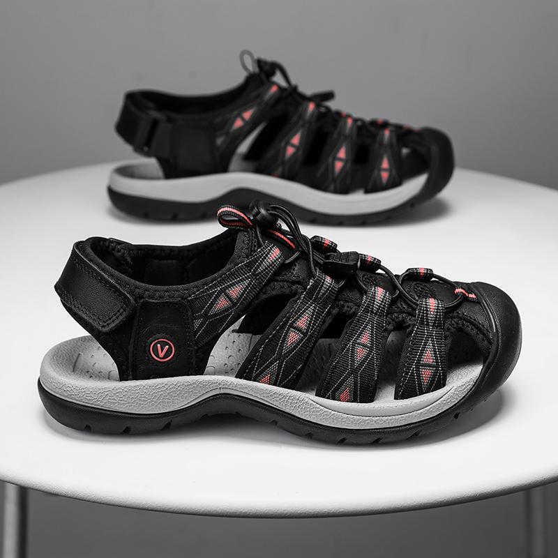 New Summer Genuine Leather Women's Sandals Fashion Design Women Sneakers Soft Bottom Outdoor Women Beach Sandals Big Size 42