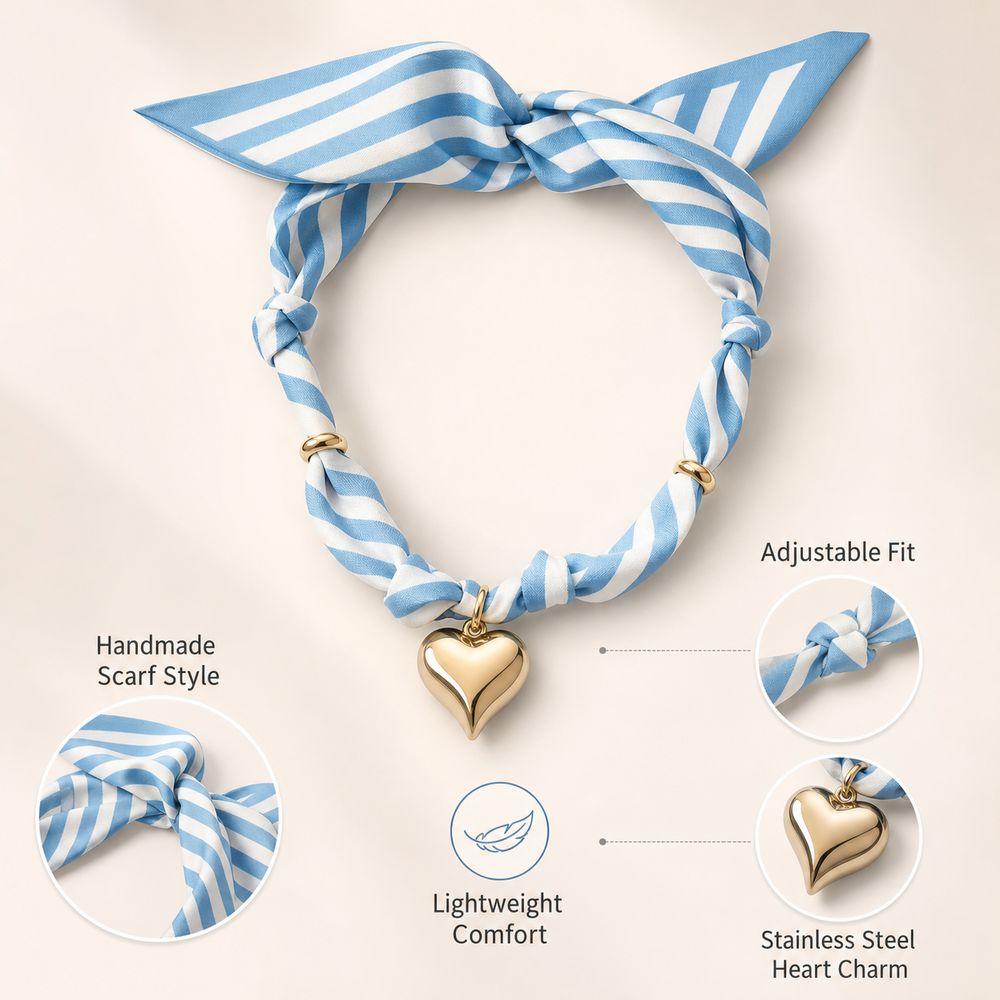 Handmade Scarf Necklace Lightweight Choker Necklace Gifts Heart Pendant  Outfit Accessories
