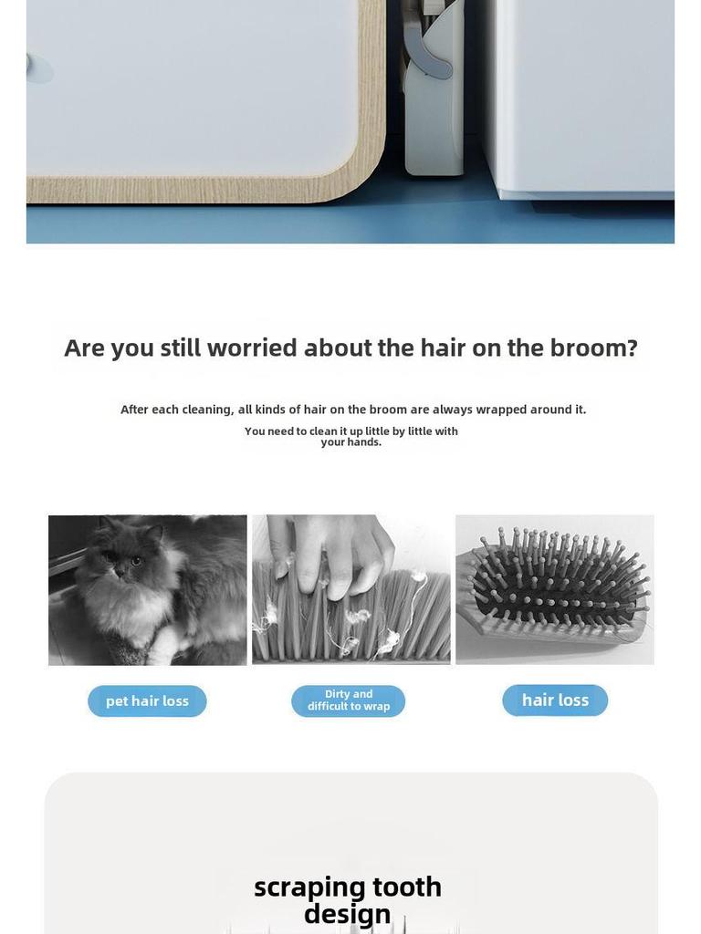 Folding Broom & Dustpan Set with Comb Teeth - Soft Bristle, Rotating Sweeper