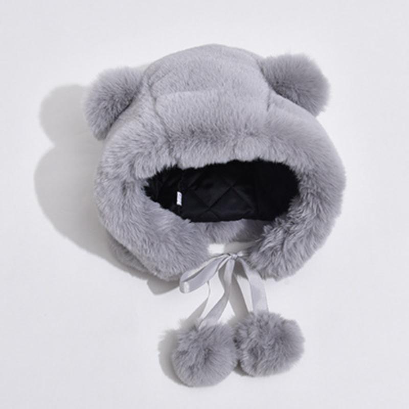 Шапка с медвежьими ушками женская осенне-зимняя милая и милая шапка Lei Feng плюшевая ветрозащитная теплая защита ушей для езды на велосипеде