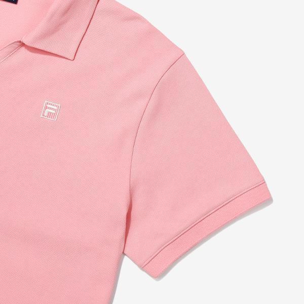 Fila CoTTon Blend Pique Semi Crop Collar T shirT