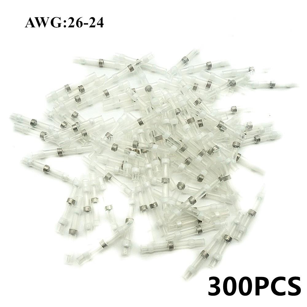 AWG26-24 100/300/500 шт., термоусадочная муфта для пайки, изолированная, водонепроницаемая, электрические разъемы для стыкового провода, комплект клемм
