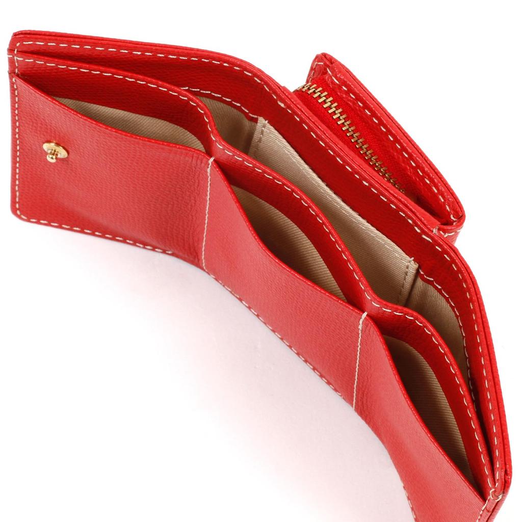 Кошелек с тиснением, которое делает царапины менее заметными PH0635 стежок 70915 [Kitamura] Тройного сложения Красный/Слоновая кость [Красный]