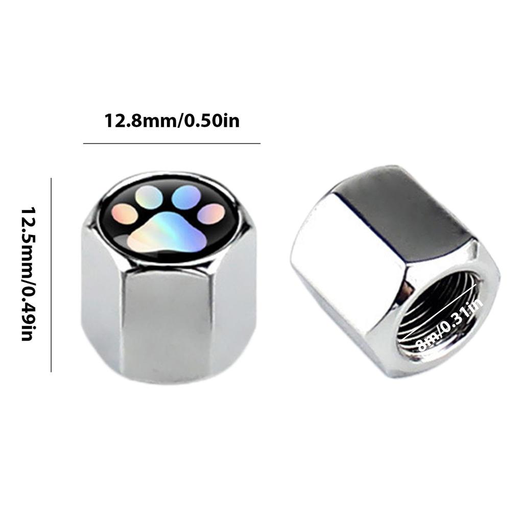 Tire Valve Cap, Colorful Footprint Tire Valve Cover Auto Tire Air Cap - Valve