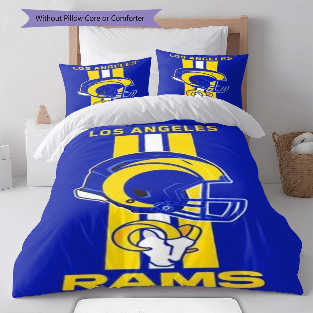 Los Angeles Rams Logo Pattern Bedding Set Quilt Cover Pillowcase Home Decor Gift (1 * duvet cover + 2 * pillowcase, without core)