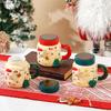 Diy Magnetic Christmas Mug With Lid Spoon Cute Ceramic Water Cup Girls High Value Cartoon Office Couple