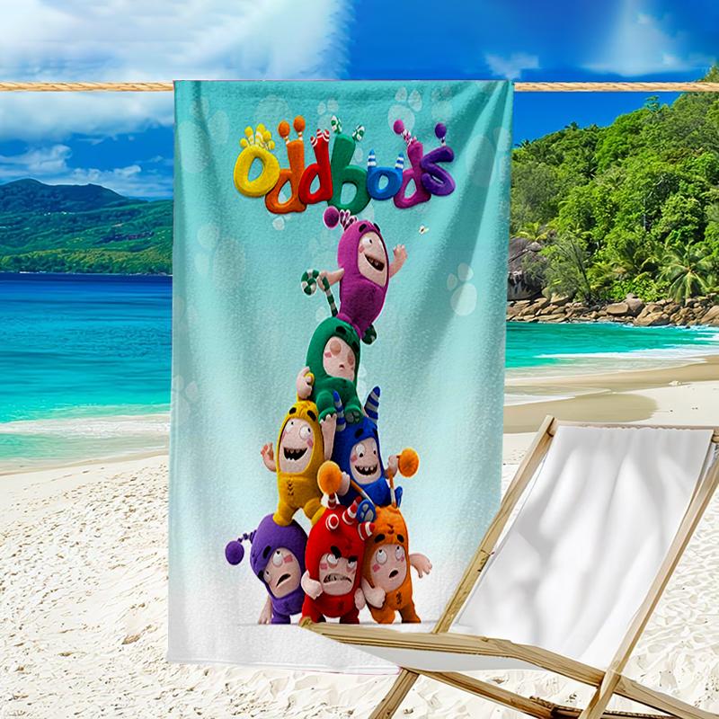 Пляжное полотенце с рисунком Oddbods - мягкое, впитывающее, быстросохнущее, можно стирать в машине - идеально для плавания, кемпинга, купания