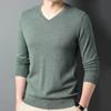 Весенне-осенний мужской шерстяной свитер с V-образным вырезом, пуловер с длинным рукавом, шерстяной вязаный низ, модный мужской повседневный шерстяной свитер, интерьер