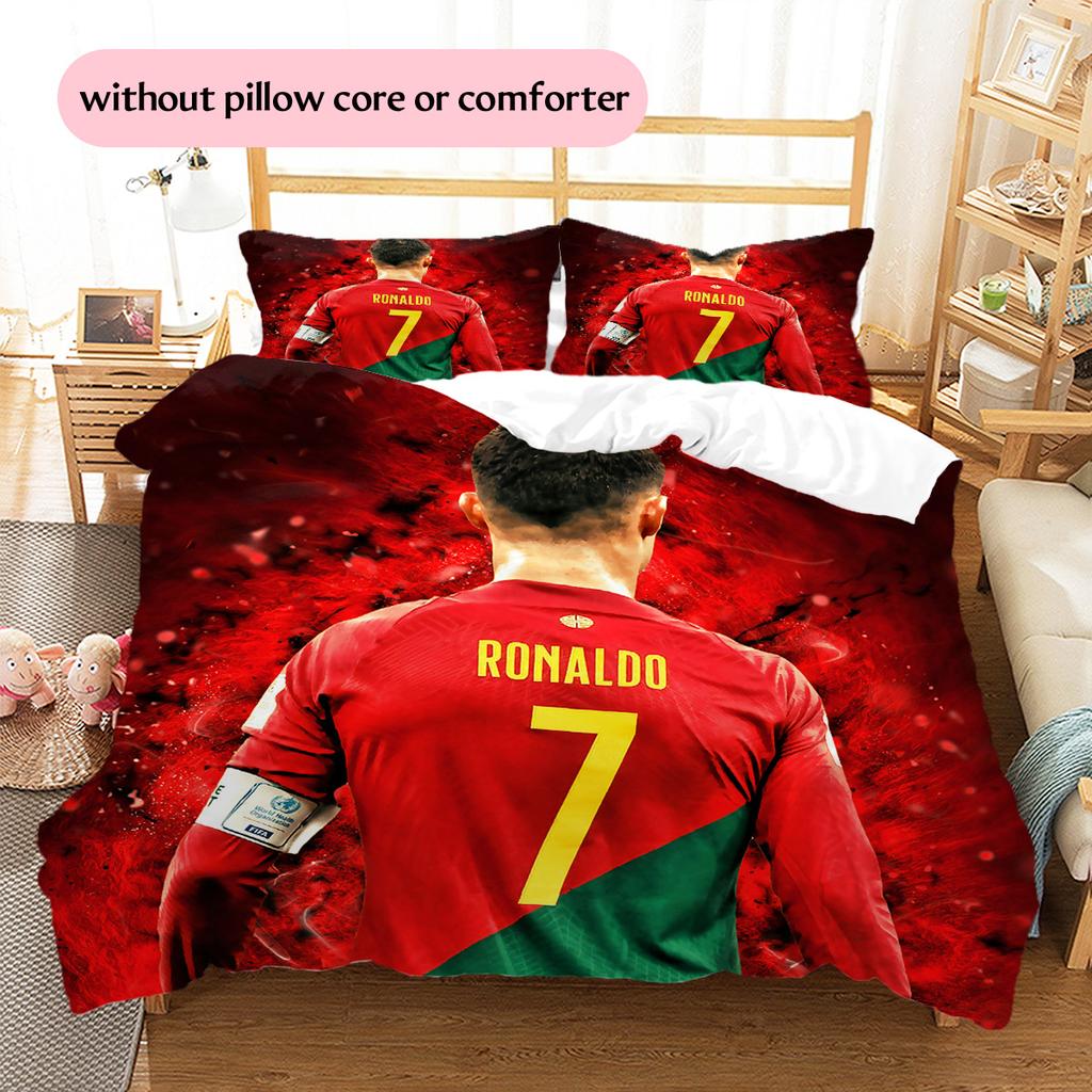 Криштиану Роналду  Постельное белье с рисунком  Комплект с одеялом  Домашний декор  Подарок (1 пододеяльник + 2 наволочки без наполнителя)